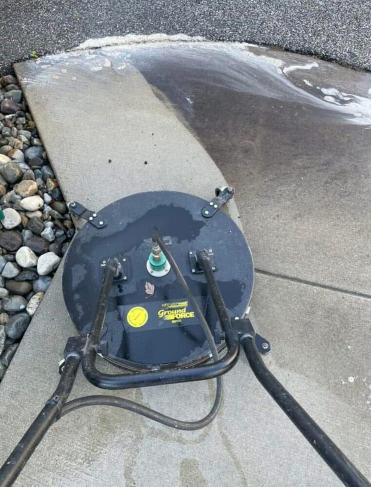 Surface cleaner washing concrete in Bethesda, Maryland