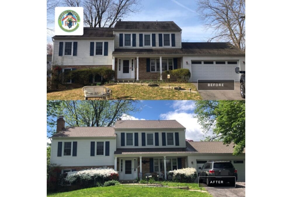 House roof before and after roof cleaning