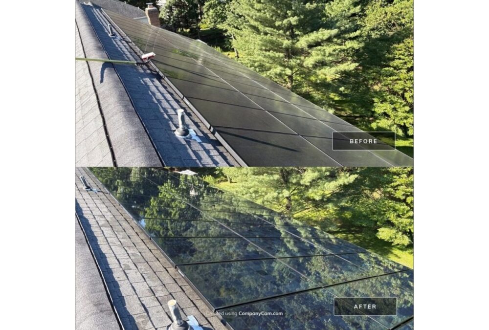 Solar panels before and after cleaning