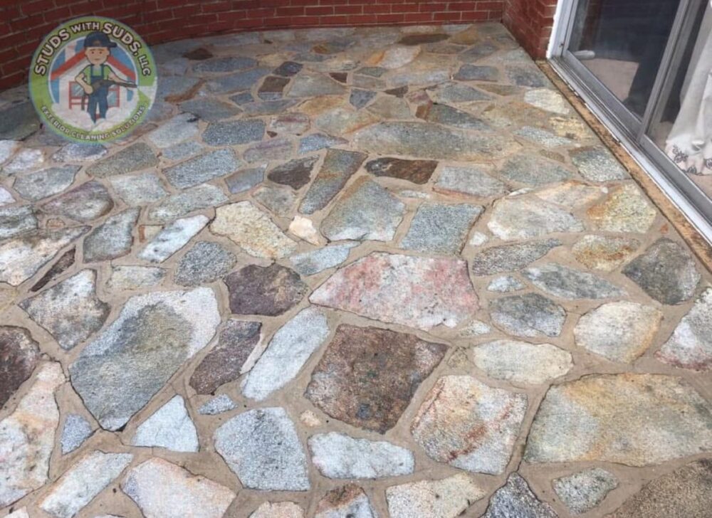 Stone patio in Columbia, Maryland after cleaning