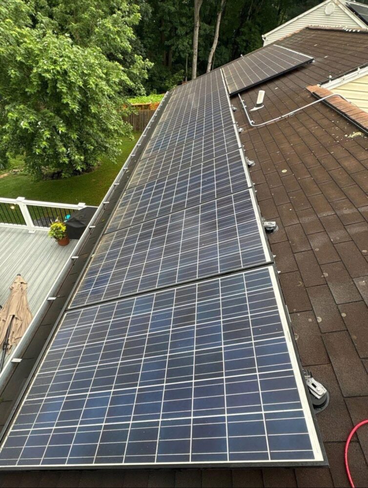 Solar panels in Olney, Maryland before cleaning
