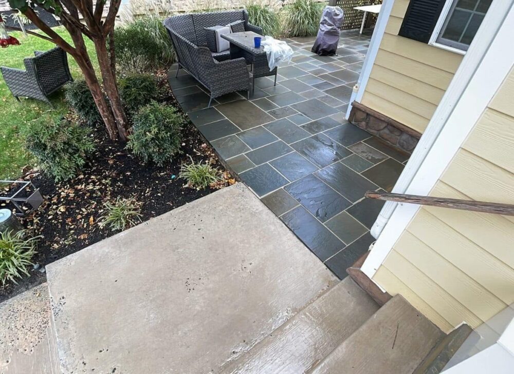 Stone patio in Ellicott City, Maryland after cleaning