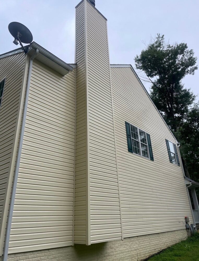 House siding after cleaning in Ellicott City, Maryland.