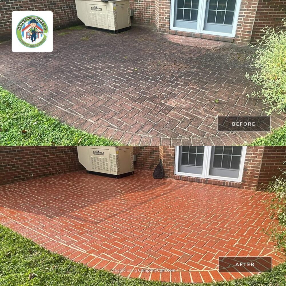 Rockville, Maryland brick patio before and after cleaning